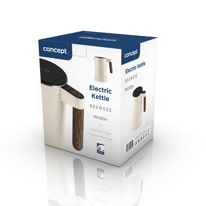 Concept Norwood RK3304 Stainless Steel Kettle with Temperature Control Keep Warm 1.5L 1850-2200W Vanilla Colour