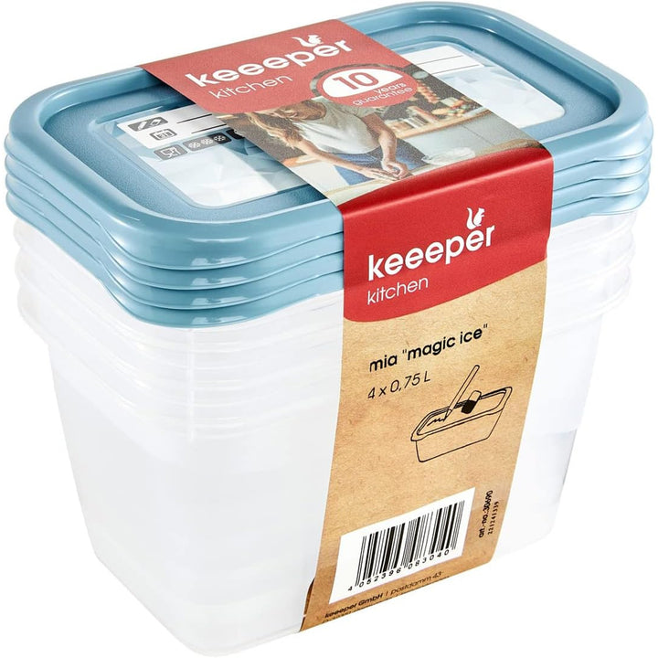 Keeeper - Vershoudbakjes set van 4 stuks - 750 ml - Mia Magic Ice - Blauw