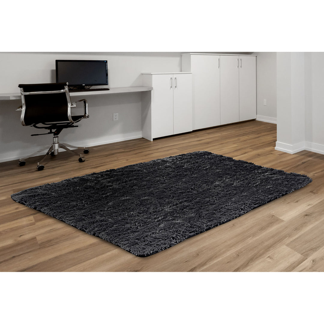 Tapis en peluche, poils courts, antidérapant, 160 x 220 cm, noir, DYWSHA120/160CZA