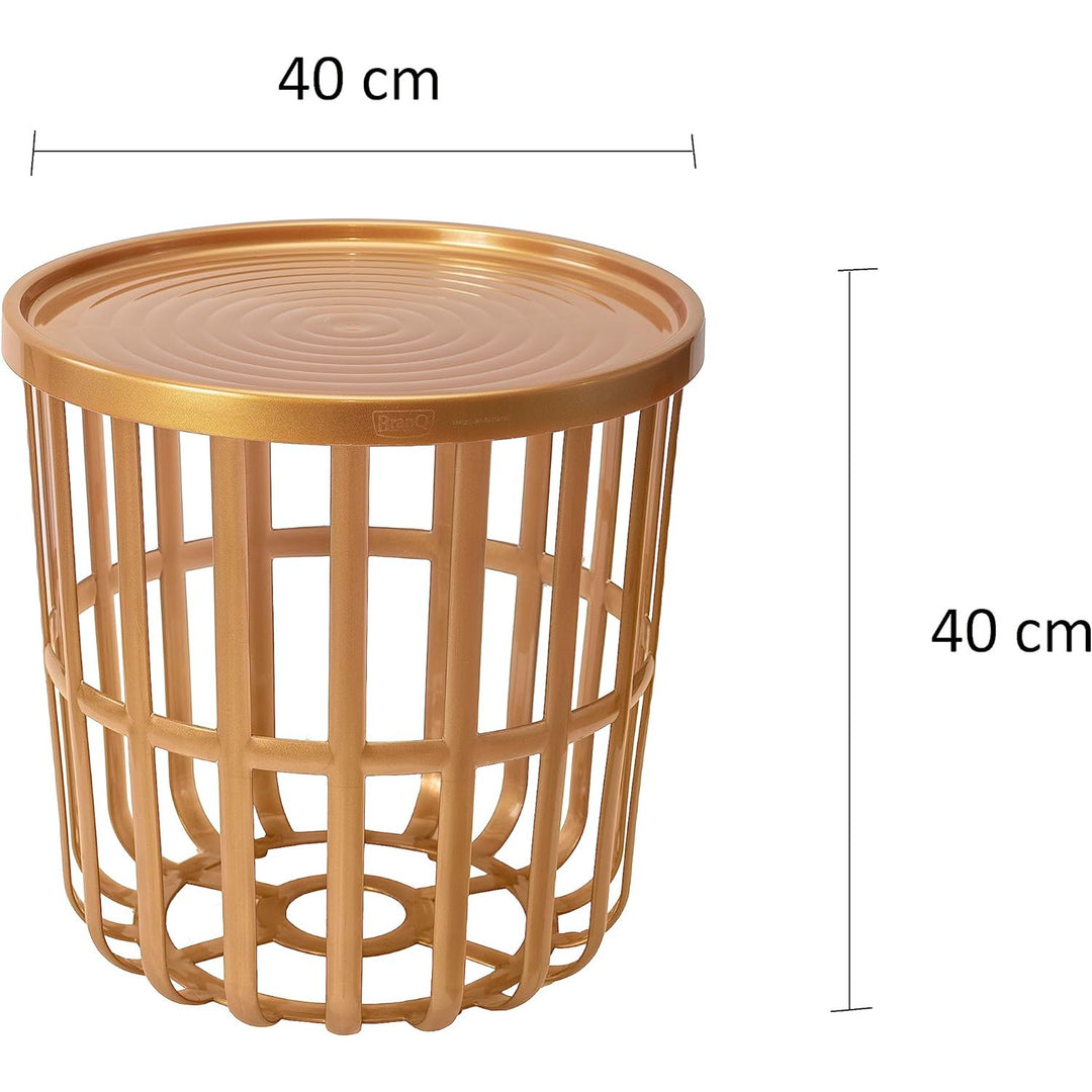 Branq Round Coffee Table with Storage Basket 40 x 40 x 40 cm Gold