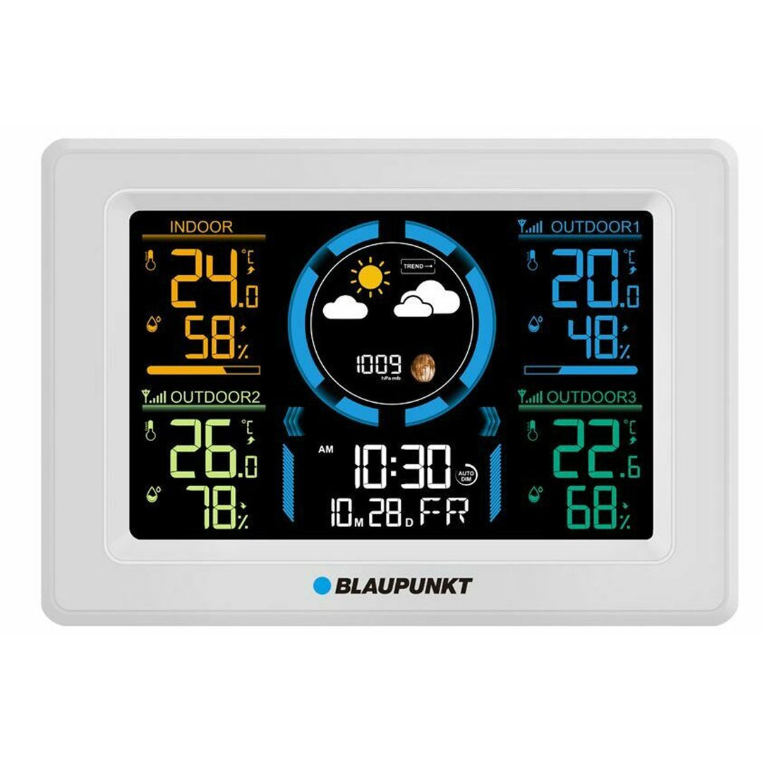 Blaupunkt Wetterstation, Hygrometer, Luftdruck, Vorhersage, 3 Sensoren, WS40WH