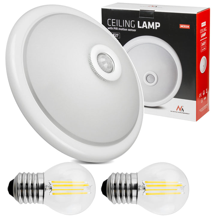 Plafond met PIR sensor Maclean, plafond, met LED lichtbron, 2x max. 40W, E27, 220-240V~ 50/60Hz, MCE324 + 2xMCE283