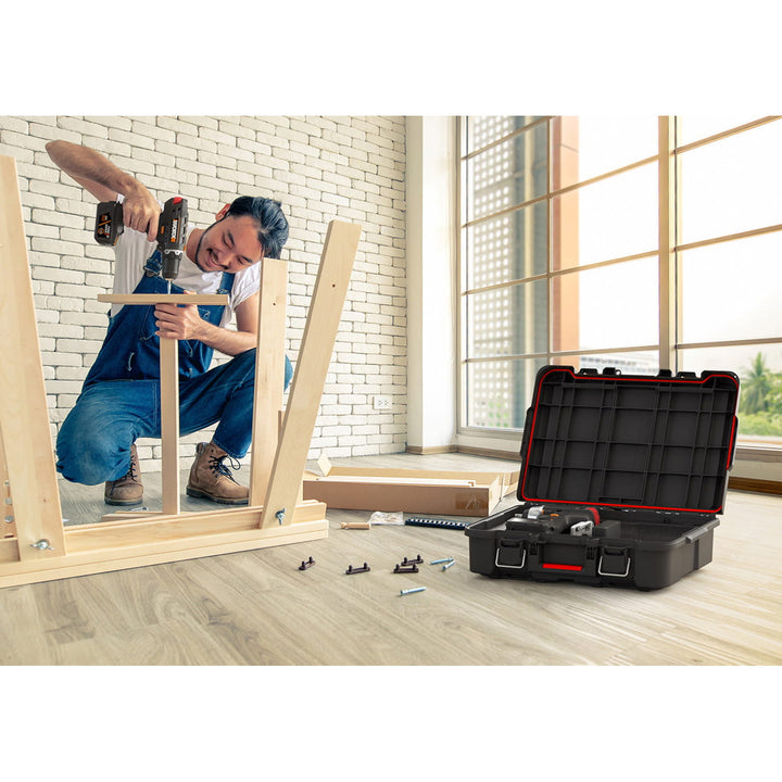 Keter tool case, removable compartments, organizer, black, Stack'N'Roll 253382