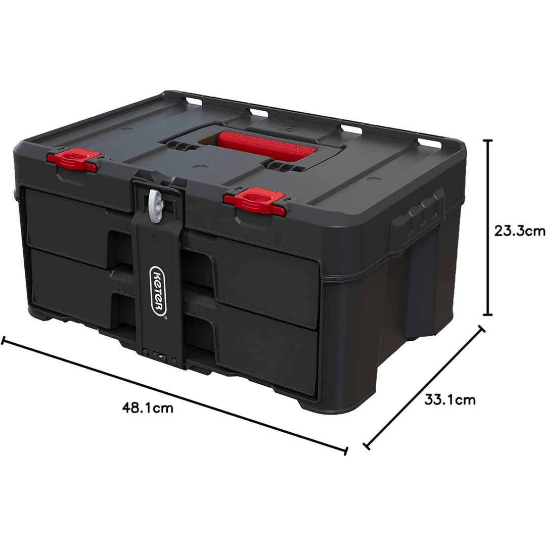 Keter tool box, 2 drawers, removable dividers, Stack'N'Roll 253384