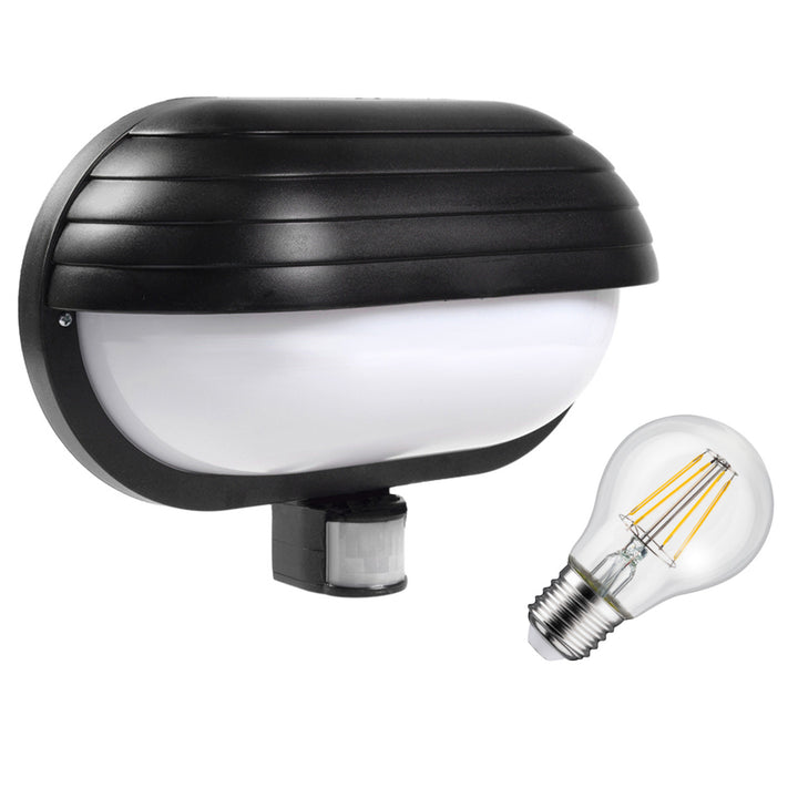 Maclean MCE33B wall luminaire, with PIR sensor, max. 60W, 180° + LED 4W