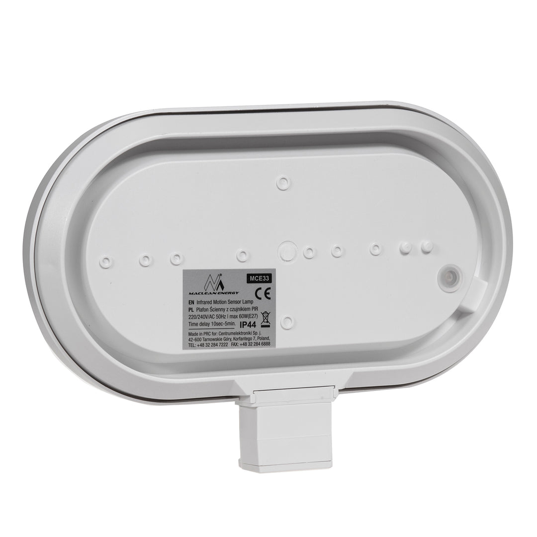 Maclean MCE33 W wall luminaire, with PIR sensor, max. 60W, 180° + LED 4W