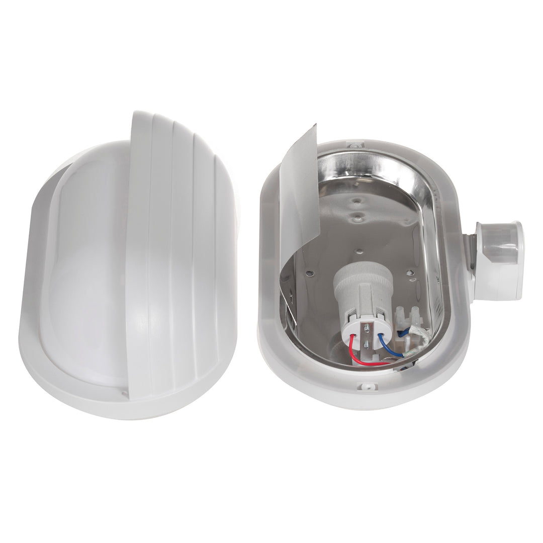 Maclean MCE33 W wall luminaire, with PIR sensor, max. 60W, 180° + LED 4W