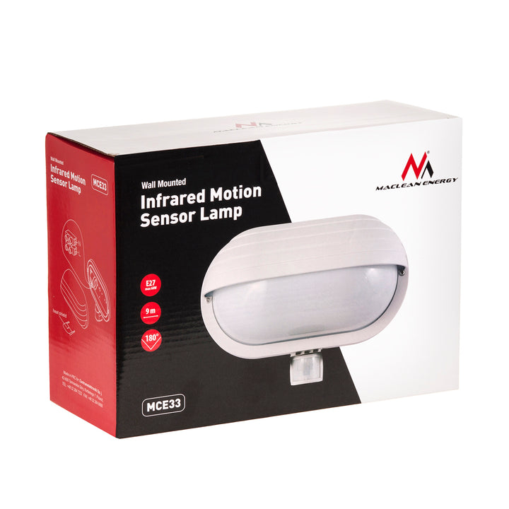 Maclean Wandleuchte, mit PIR-Sensor, max. 60W, 180°, MCE33 W + LED 4W