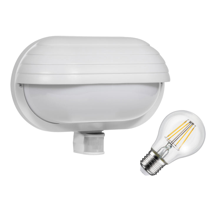 Maclean MCE33 W wall luminaire, with PIR sensor, max. 60W, 180° + LED 4W