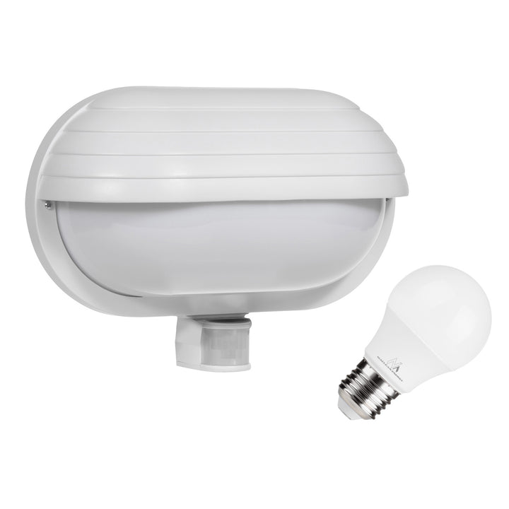 Maclean MCE33 W wall luminaire, with PIR sensor, max. 60W, 180° + LED 9W