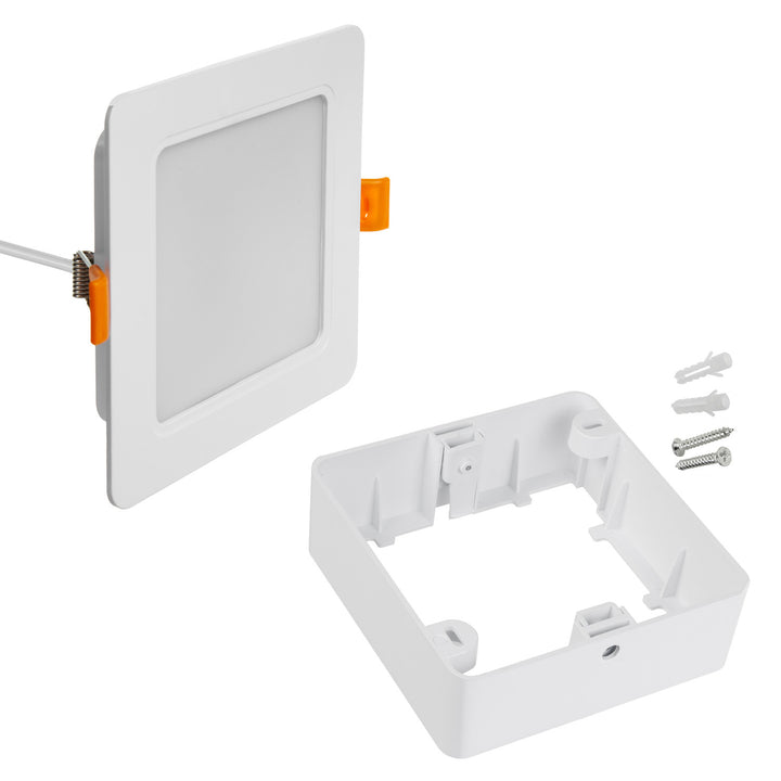 Maclean MCE373 S LED ceiling panel, flush mount SLIM, 9W, Neutral White 4000K, 120*120*26mm, 900lm, + Maclean MCE378 S surface adapter