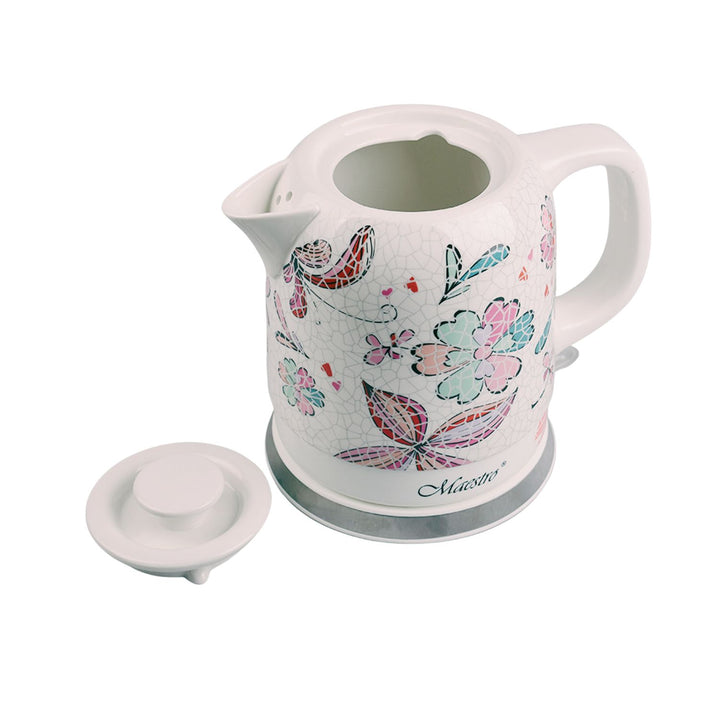 Maestro MR068 1200W Ceramic Electric Kettle 1.5L UK Plug Flower Mosaic Pattern Auto Shut Off Decorative Elegant