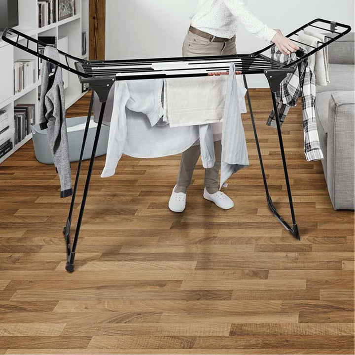 Vileda King Ultimate Clothes Airer Laundry Drying Rack - 20m XXL Links Black - Wheels - Wing Lock - 2 Underwear Holders