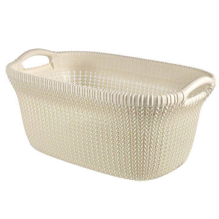 Panier à linge Curver, 2 poignées, 40l, crème, Knit