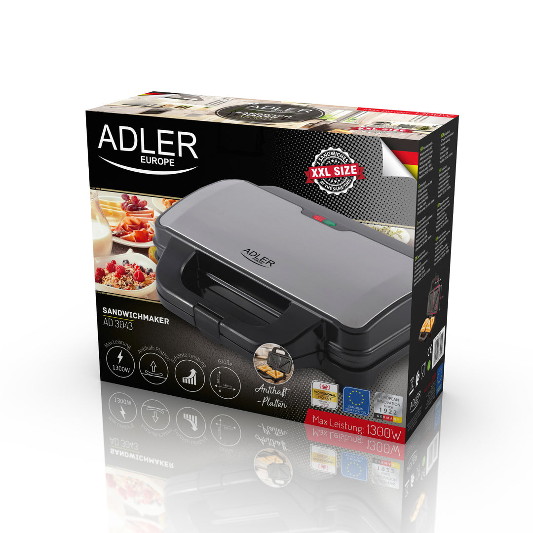 Adler AD3043 Tosti-ijzer Broodrooster XXL "USA" 1300W