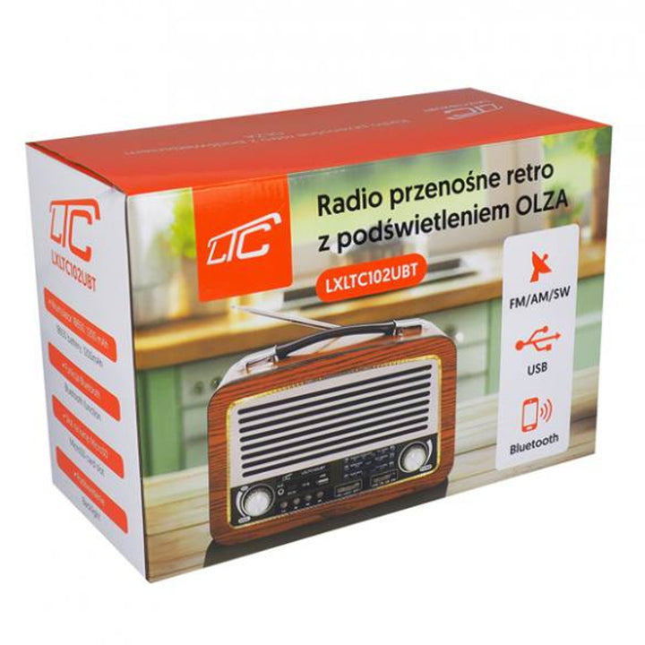 Radio portable LTC, antenne télescopique, Bluetooth, FM/AM/SW, Olza Retro