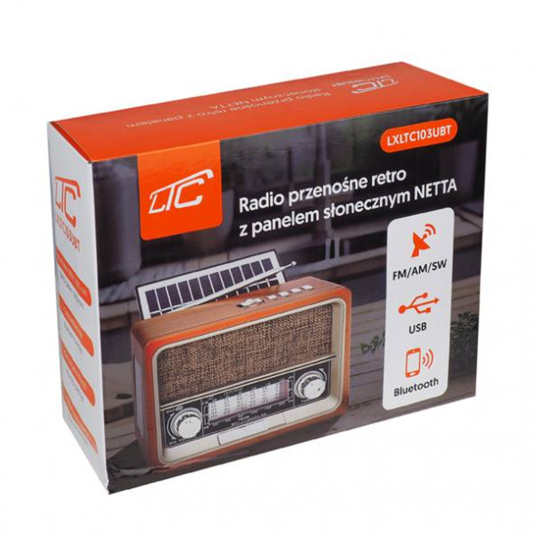 LTC Radio Portátil, Bluetooth, FM/AM/SW, USB, Panel Solar, Antena Telescópica, LXLTC103UBT