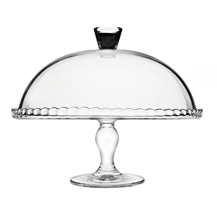 Pasabahce Patisserie Bandaja de Pastelería con Pie de Vidrio, Plato con Pantalla de Protección, 32 cm