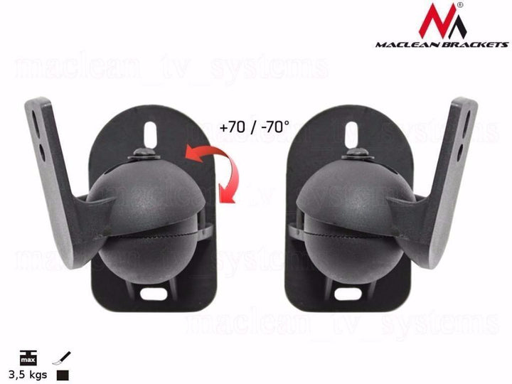 Maclean MC-526 2x Speaker Wall Mount Bracket up to 3,5 KG, Tilt Rotation Swivel Hifi Satellite