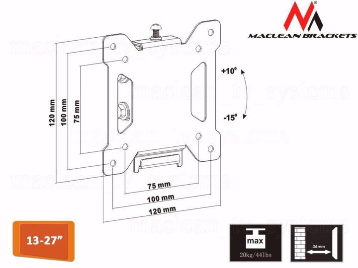 MACLEAN MC-596 TV MOURT MONTRE MONTRE UNIVERSEUR UNDRE LED PLASMA LED 13 "- 27" VESA 20KG