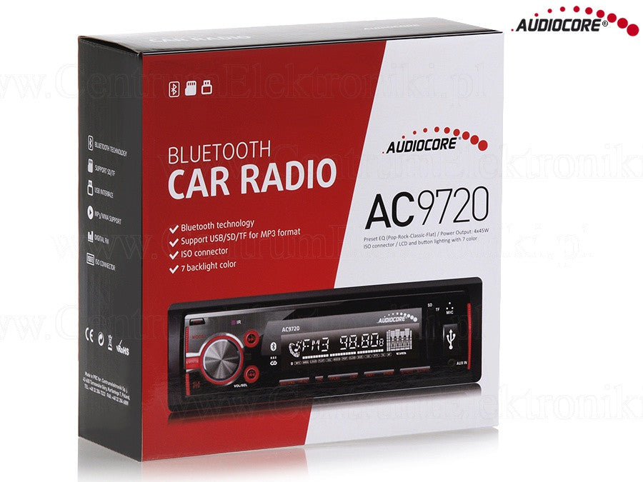 Autoradio Bluetooth avec télécommande Audiocore AC9720 MP3 / WMA / USB / RDS / SD Bluetooth ISO technologie APT-X