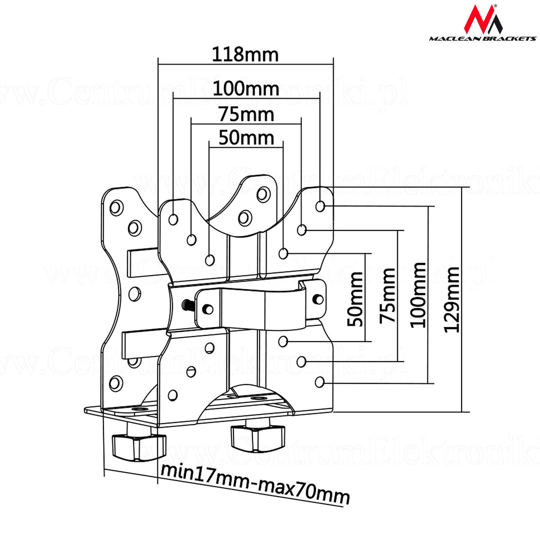 Maclean Brackets MC-720 Universalhalter für Minicomputer NUC MAC Mini CPU max. 5kg schwarz