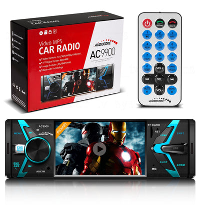 Audiocore AC9900 Bluetooth Car Stereo Multimedia 1-Din + Remote FM Radio MP3 AUX USB TF Tarjeta
