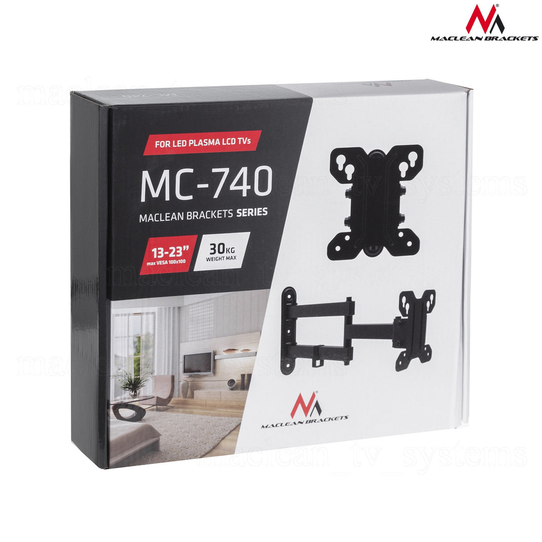 Support TV mural pivotant et ajustable pour moniteur 13-32'' 30 kg Maclean MC-740