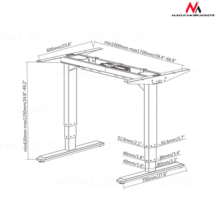 MacLean-Klammern MC-763 Original Extra-Sturdy Innovative Electric Stehrahmen für eine einstellbare Arbeitstabelle der Schreibtischtischhöhe ohne Tabelle SIT SIT SIT SIT