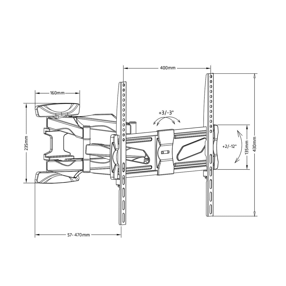 Maclean MC-781 Support TV Support Mural Support Universel 26 "- 70" 45 Kg VESA LED LCD Plasma